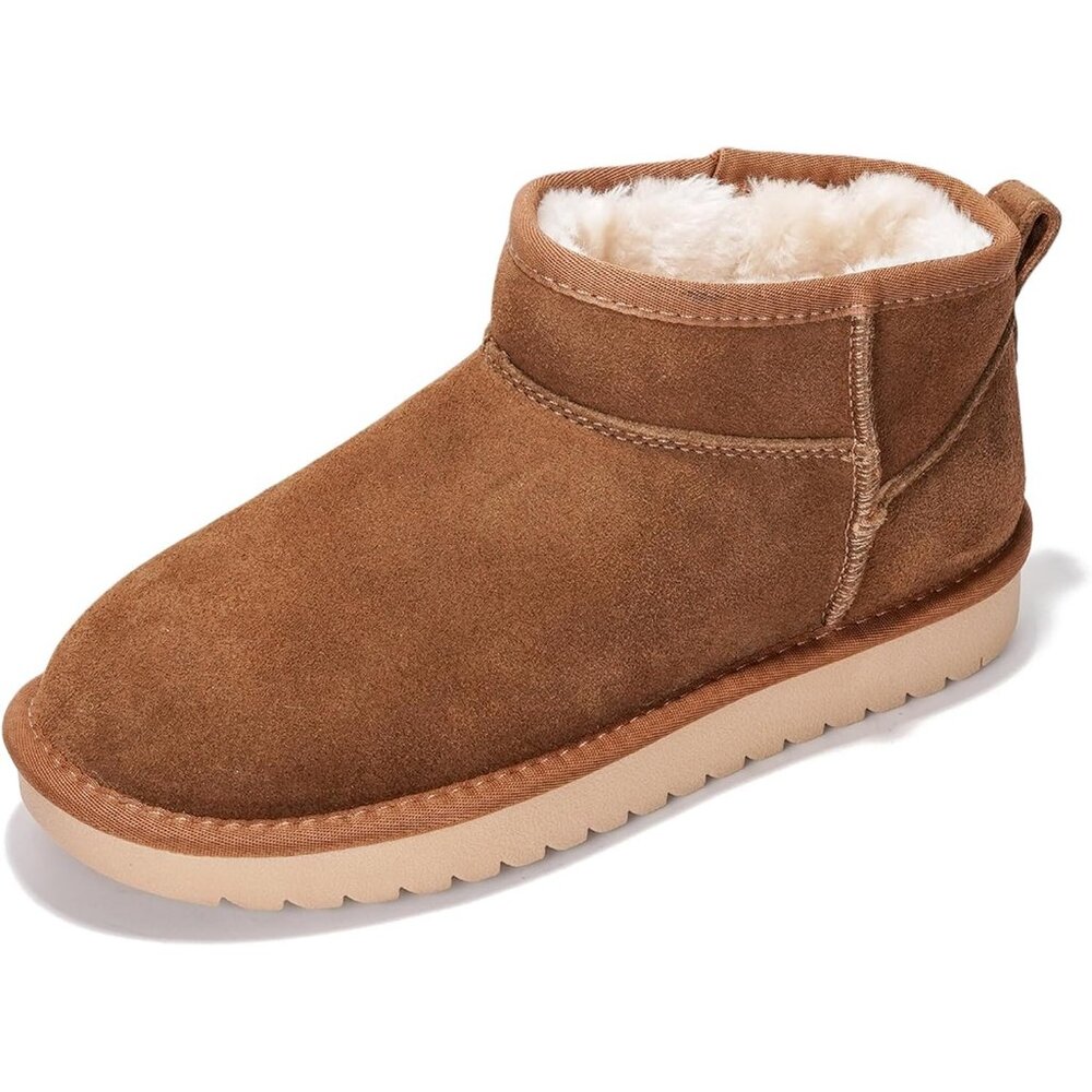 Women Mocha Suede Water Resistant With Memory Foam Genuine Leather Ankle Boot